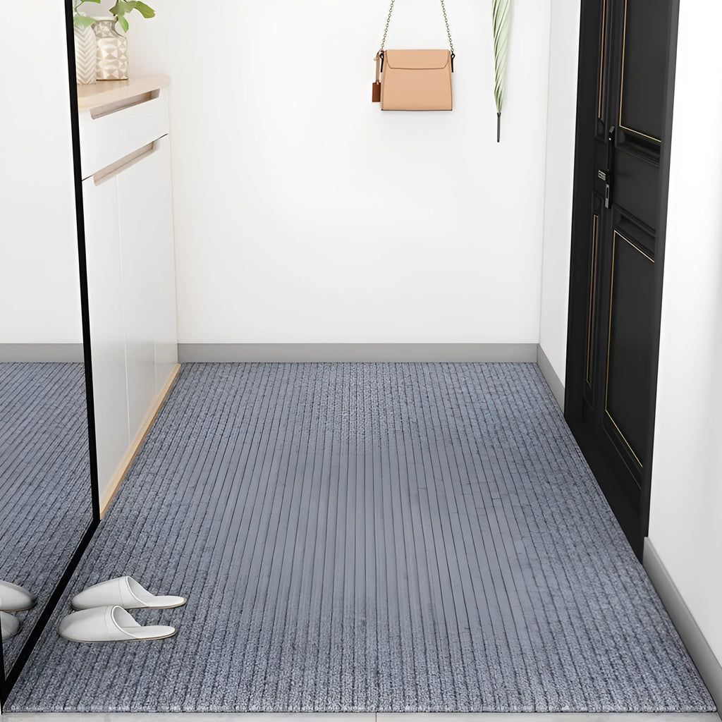 Sound insulation chair mat in beige on wood floor for computer chair protection