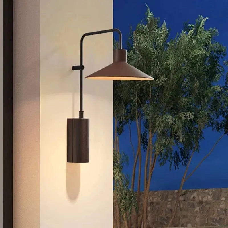 Outdoor waterproof villa garden lamp with 24 LED beads, warm light, aluminium shell in brown finish
