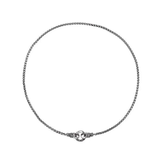 A sterling silver S925 clavicle necklace with a small pendant on a thin chain.