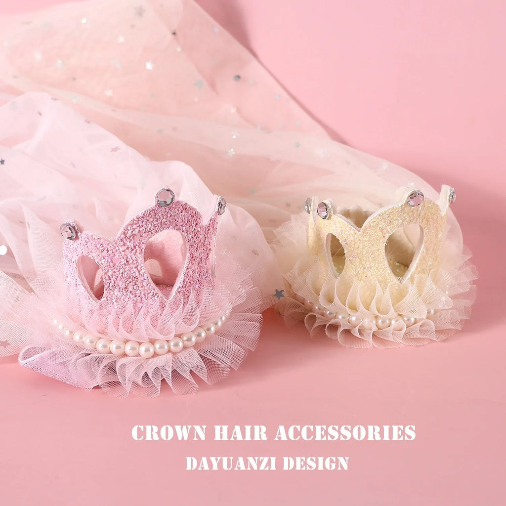Cat wearing princess crown headdress with veil for wedding or birthday celebration