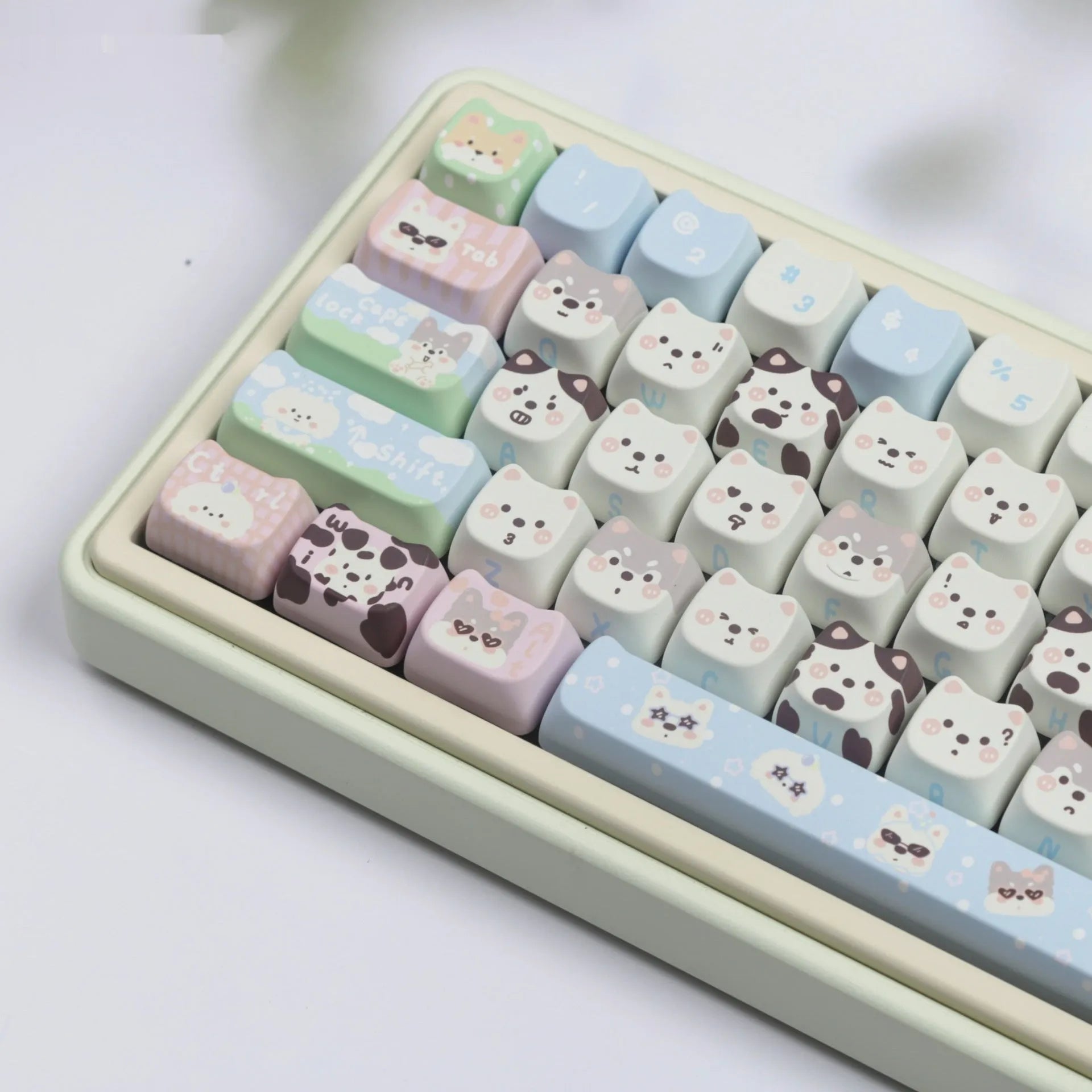 PBT sublimation key cap full set with puppy pattern design for mechanical keyboards