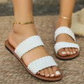 Gold woven women's beach slipper with synthetic leather upper and PVC sole, shown in size 39.
