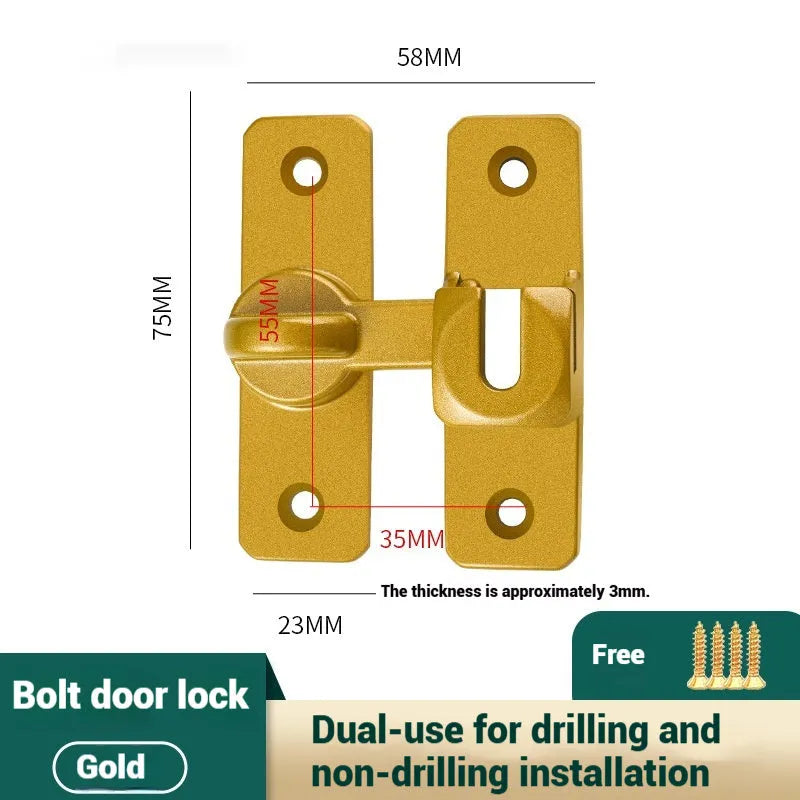 Aluminium alloy punch-free door latch in silver, black, gray, and gold colour options on a white background.
