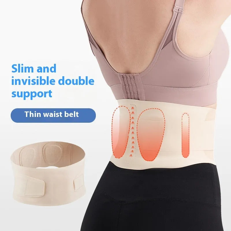 Strong thin breathable waist supporter with PE support bars in black for women's exercise lumbar compression