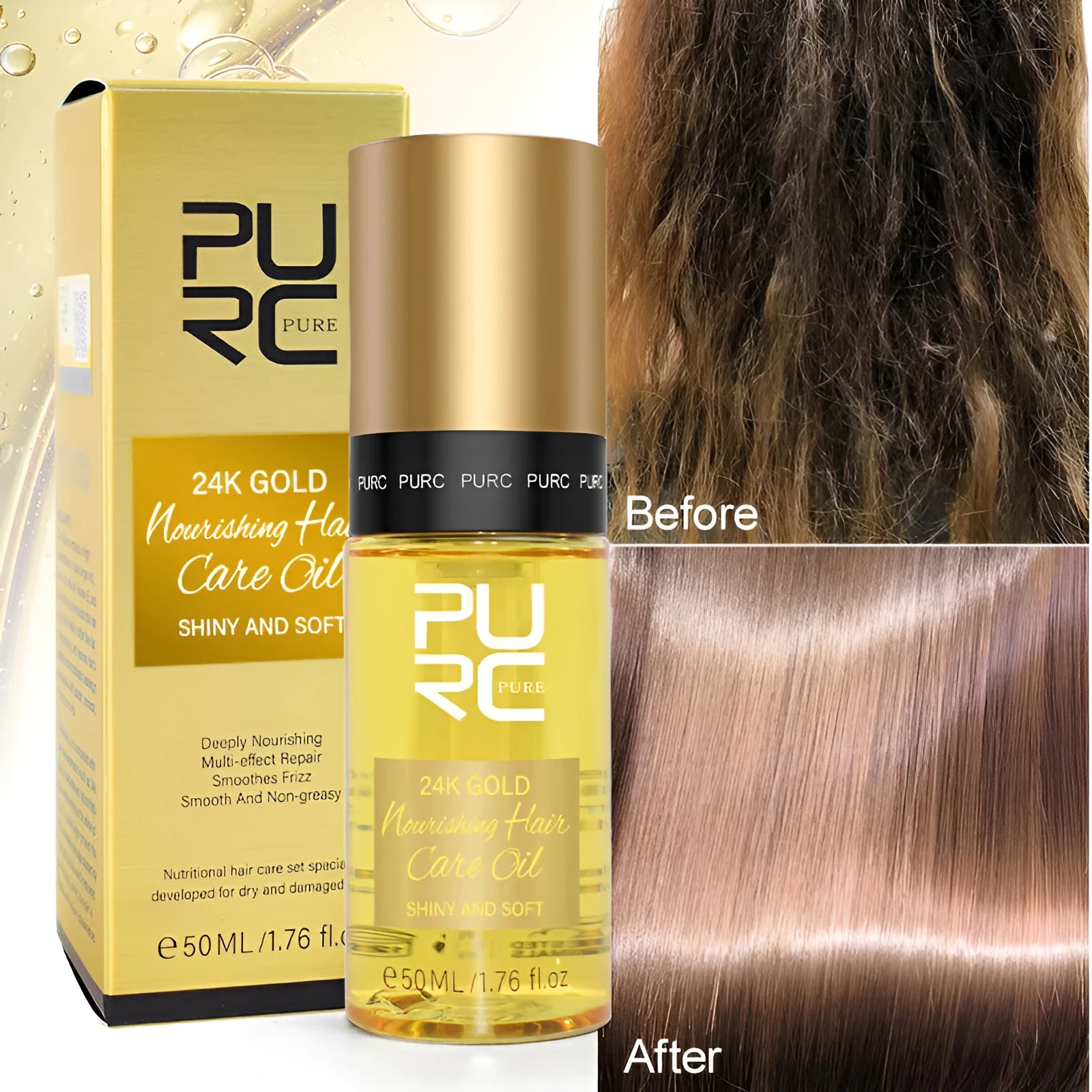 50ml yellow curly hair repair essential oil bottle for scalp care and split end treatment