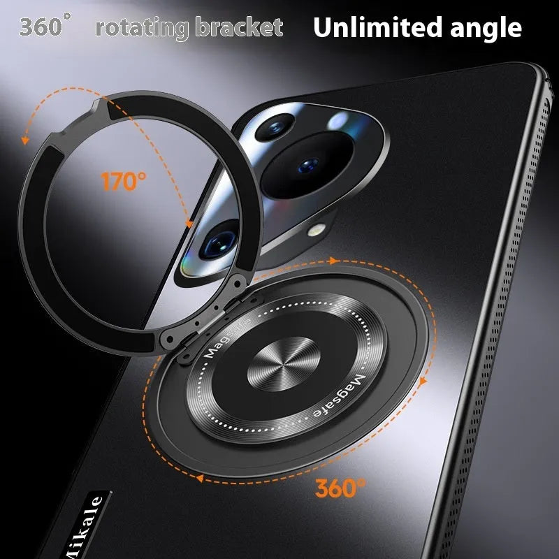 Cooling all-inclusive lens magnetic suction rotating bracket phone case in graphite black for Honor and Huawei models