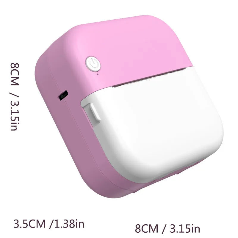 Student mini thermal label printer with USB cable and printing paper, 12x9x4.6cm compact size