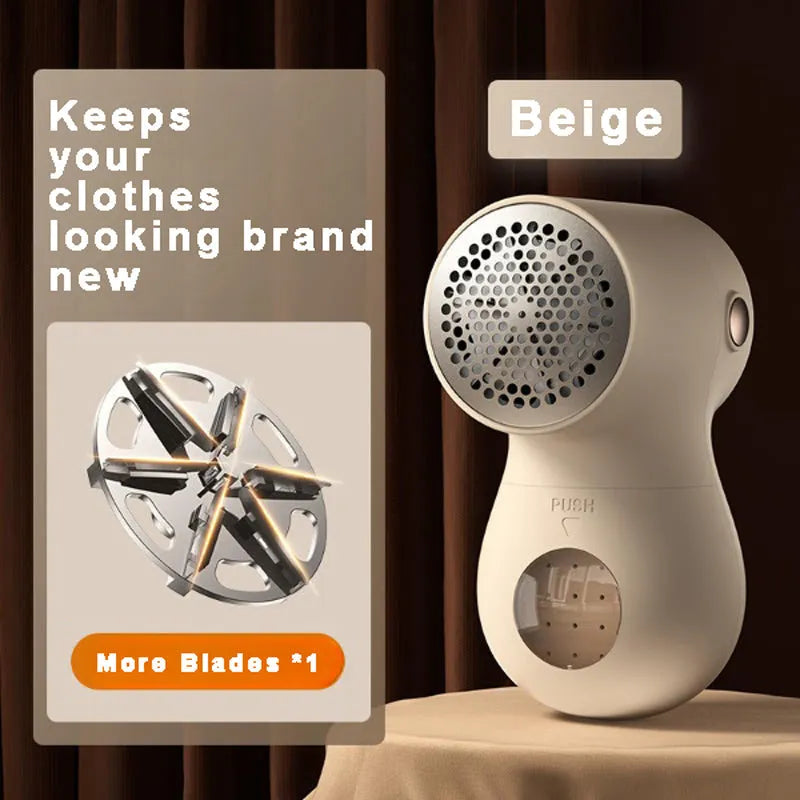 White electric fabric lint remover with LED display and USB charging port