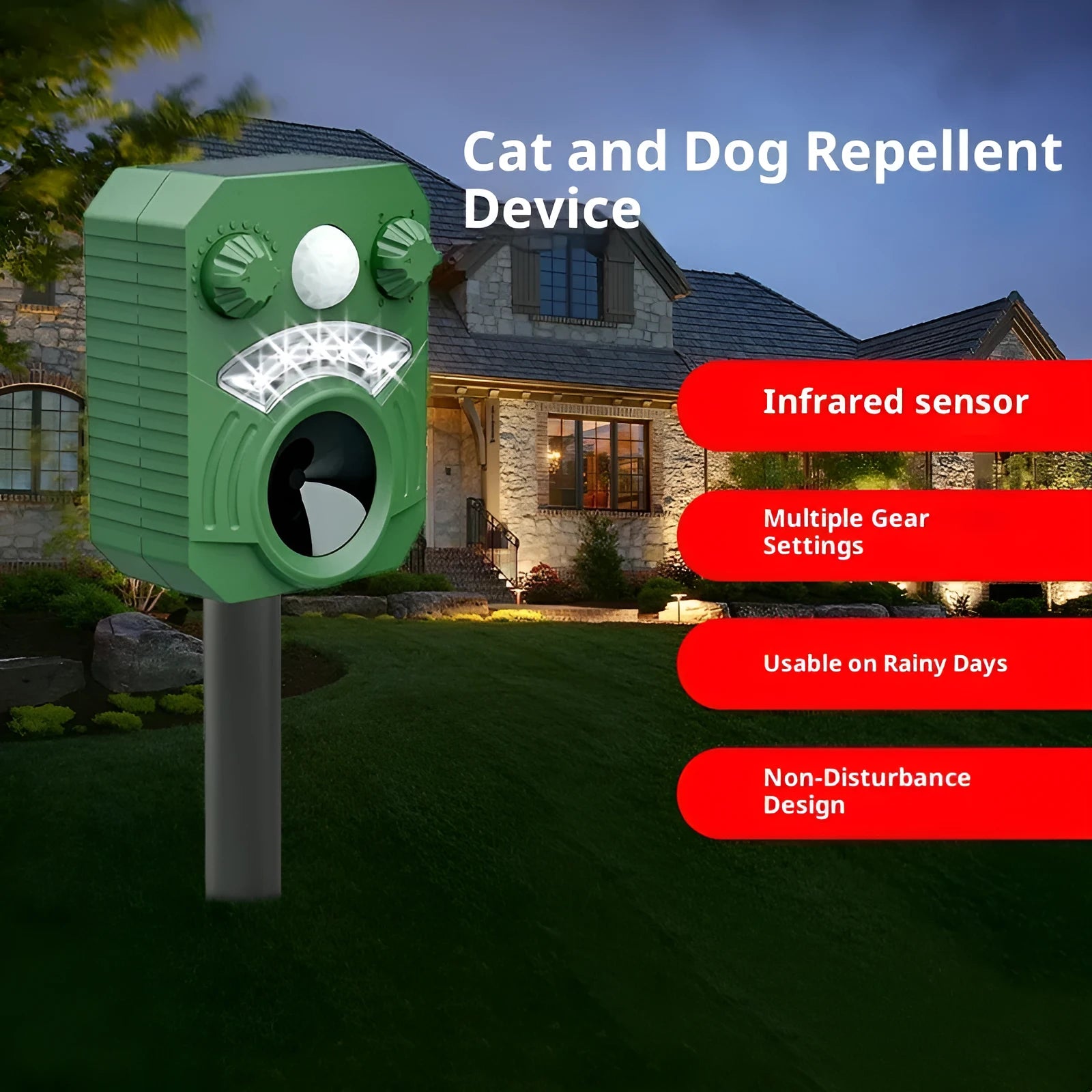 AR33 Outdoor Ultrasonic Animal Repeller for general pest deterrence, standard specification, colour AR33