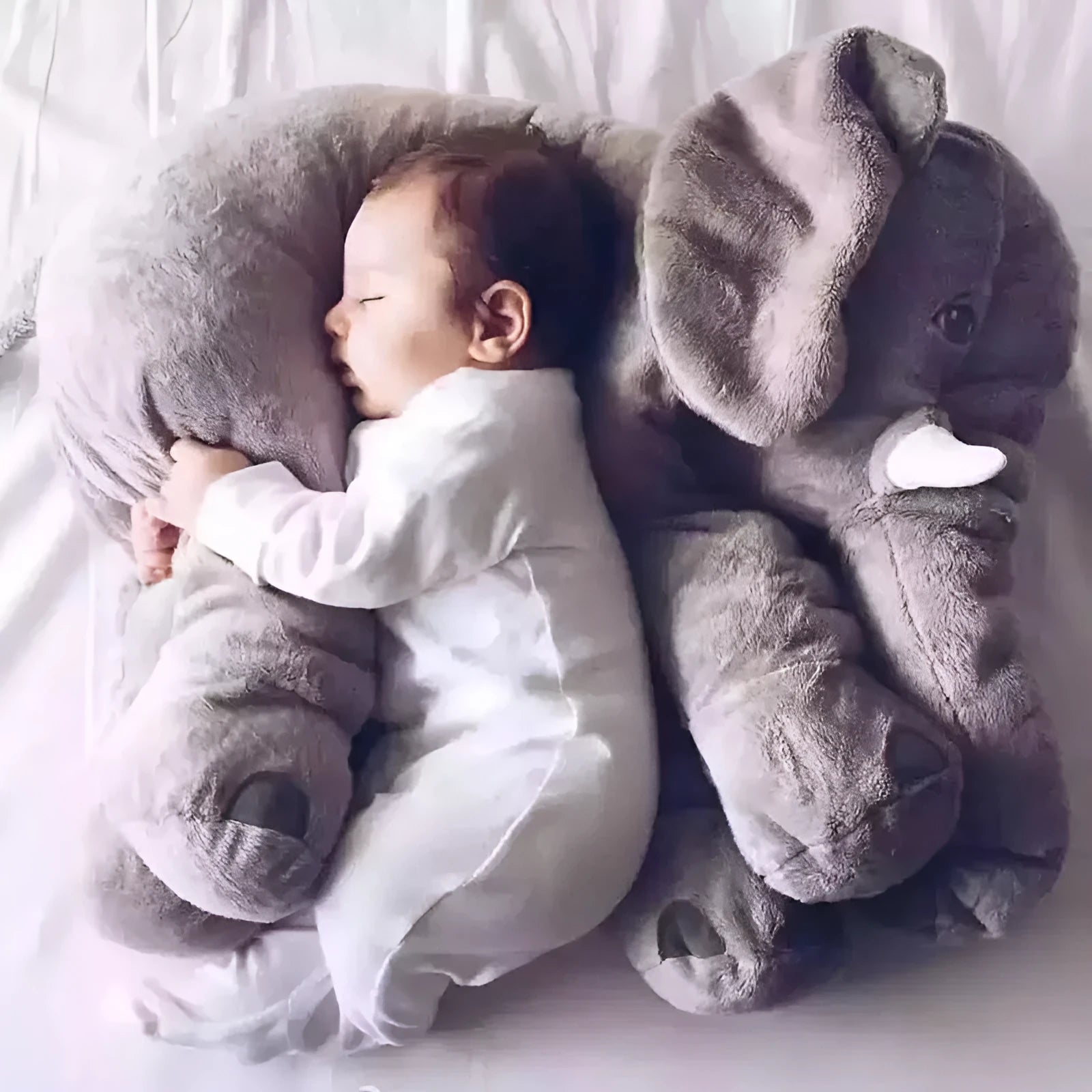 Elephant plush pillow case for babies in multiple colours with leather shell construction