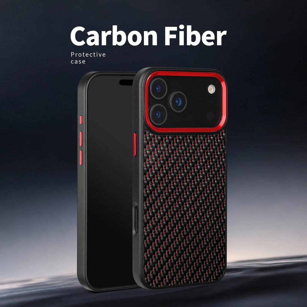 Carbon fibre 3K twill TPU shockproof magnetic phone case for iPhone 16 Pro Max in black