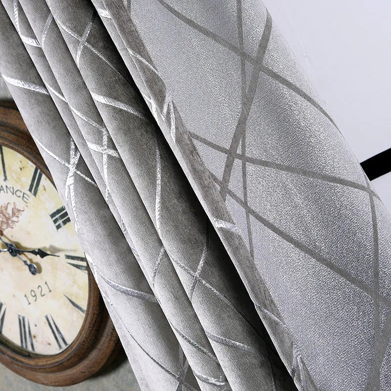 A single panel of modern solid colour chenille blackout curtain, measuring 1 metre by 2.7 metres, in a grey shade.