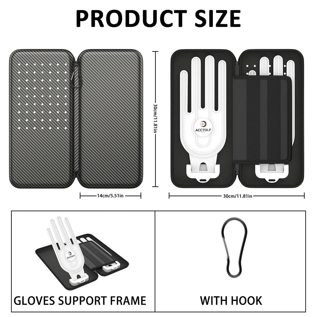 Silver grey golf double glove storage bag with two wall mounting brackets for organised golf accessory storage