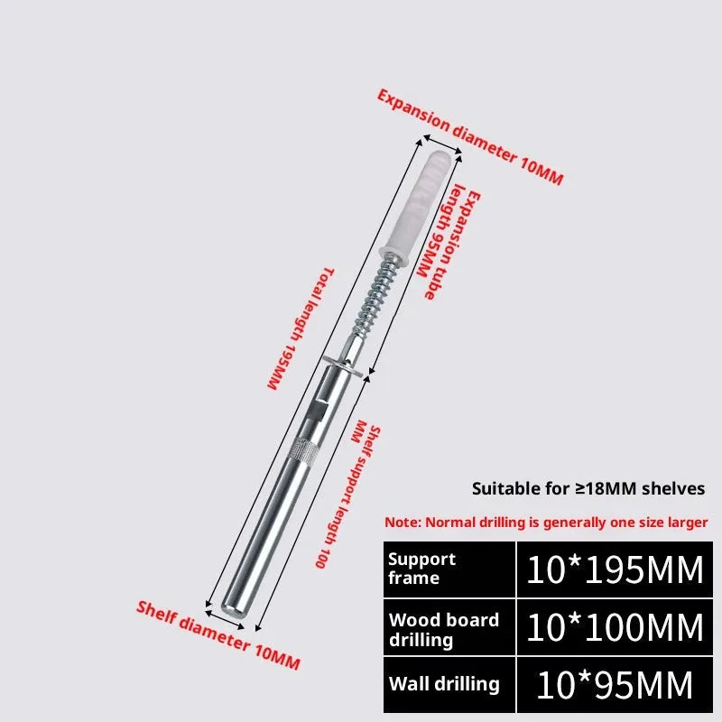 Hidden shelf support, galvanised steel one-line invisible bracket for wall bookshelf, 10x100mm and 10x160mm sizes