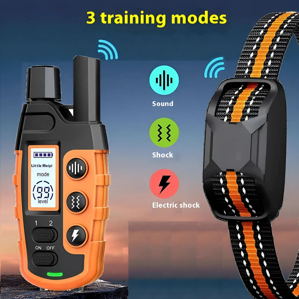 Orange R1 waterproof remote control bark stopper dog training electric shock collar for single dog