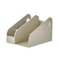 Two plastic desktop storage boxes with internal grid compartments in milk coffee and ivory white colours.