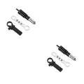 Black metal electric drill rivet gun attachment with wrench and four rivet heads.