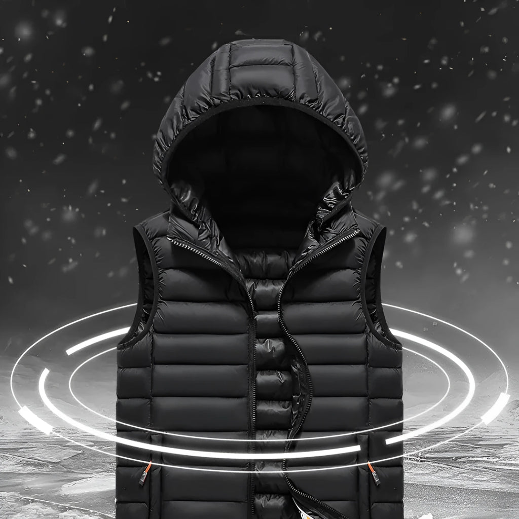 Men's Korean slim trendy vest in black, thick polyester with cotton filling, slim fit, casual style