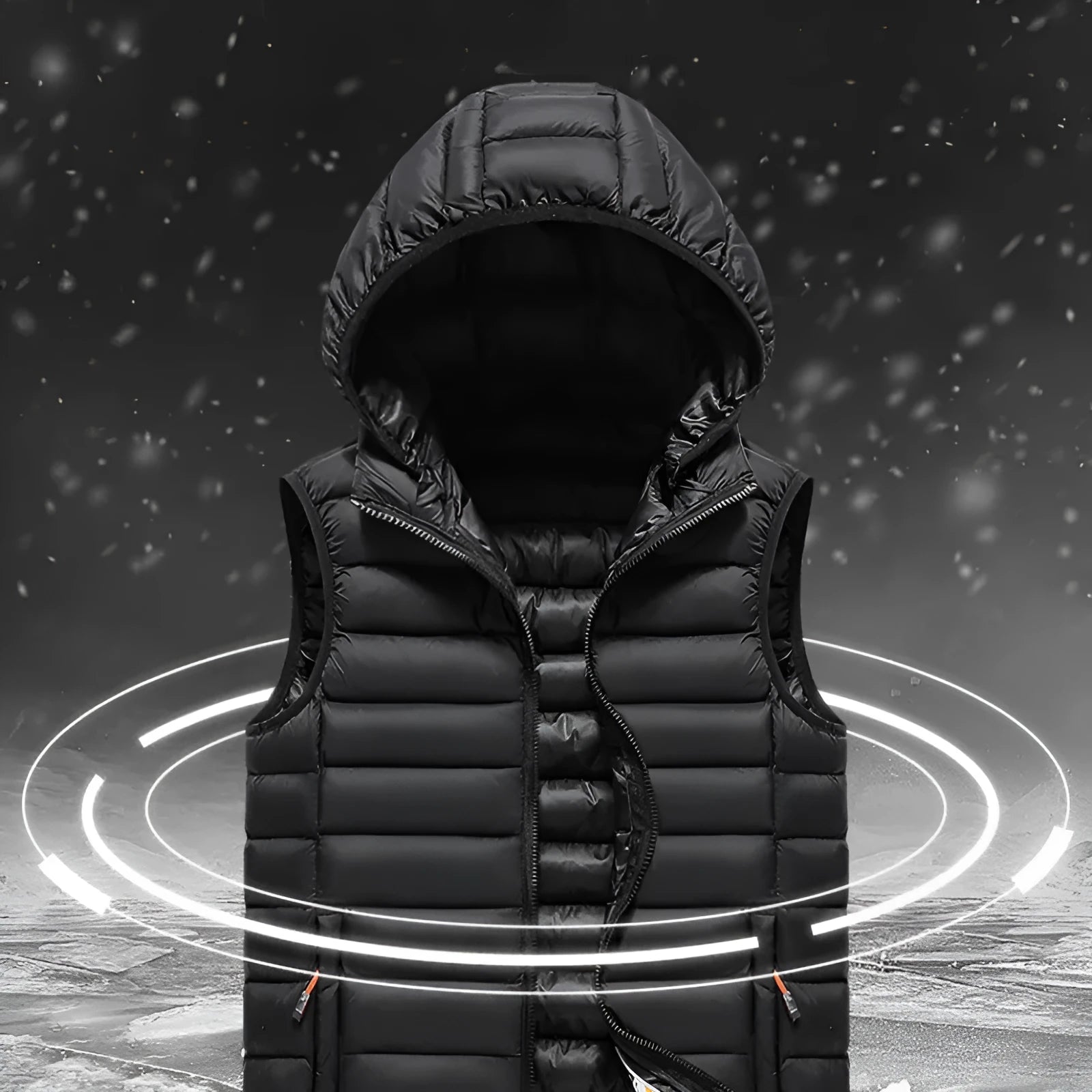 Men's Korean slim trendy vest in black, thick polyester with cotton filling, slim fit, casual style