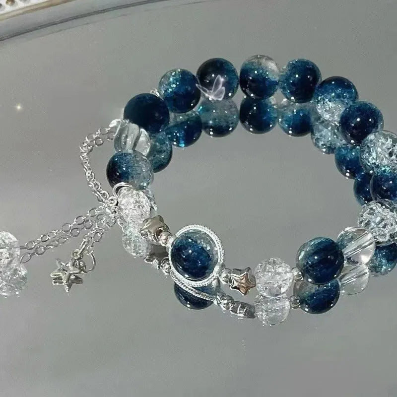 Chinese style glass bracelet with bamboo joint design elements in multiple colour options
