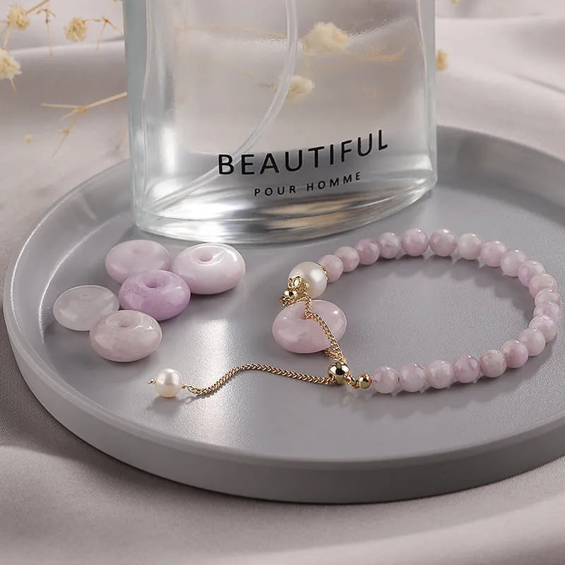 Women's Korean-style crystal bracelet with jade pendant and multiple closure options