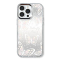 Transparent three-in-one mirror iPhone case with bow decoration and detachable bracelet accessory
