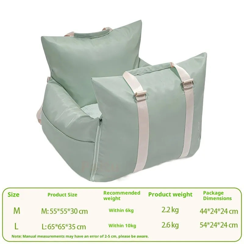 Waterproof non-slip car kennel for dogs in olive green double seat size 65x65x35 cm