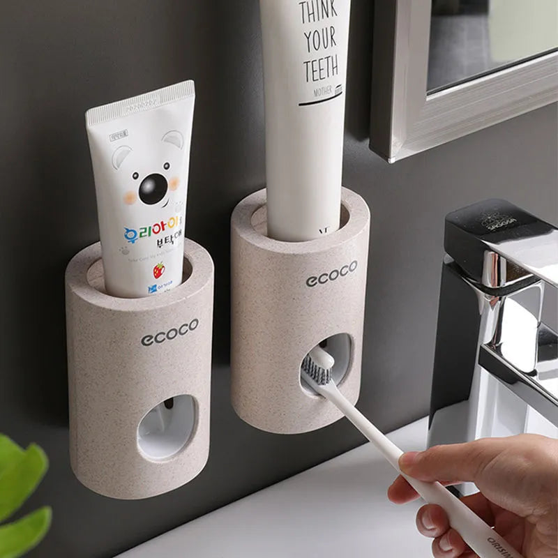 ecoco single toothpaste dispenser 2 pack wall-mounted simple modern white bathroom organiser