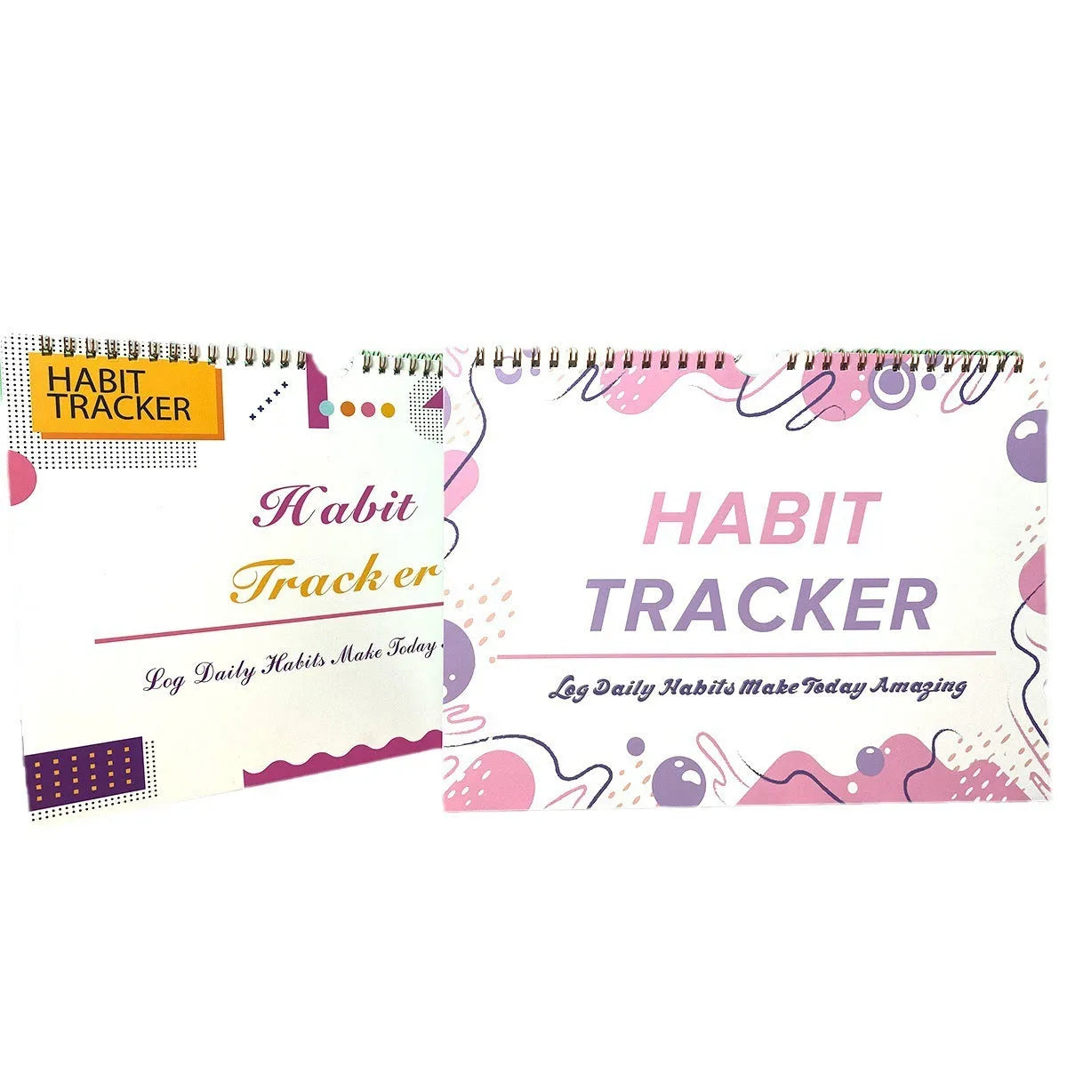 English habit tracking notebook with 12 pages in four colour options