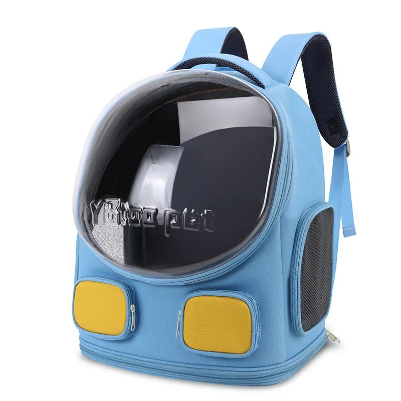 Outdoor portable cat school bag in solid colour nylon, large capacity backpack for cats up to 9kg