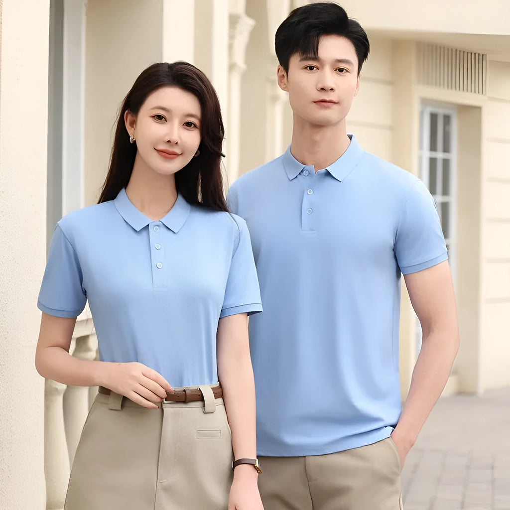 Men's short sleeve polo t-shirt in cotton spandex blend available in multiple colours and sizes
