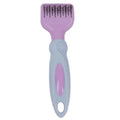Stainless steel pet grooming comb with rubber massage tips in pink or purple colour