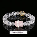 Women's crystal bracelet with cat head pendant and natural star light pink geometric beads