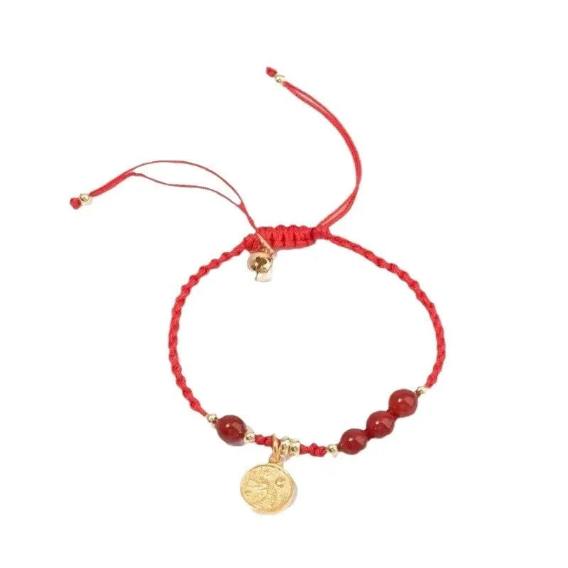 Cinnabar ethnic braided rope bracelet with blessing card for college entrance exam luck