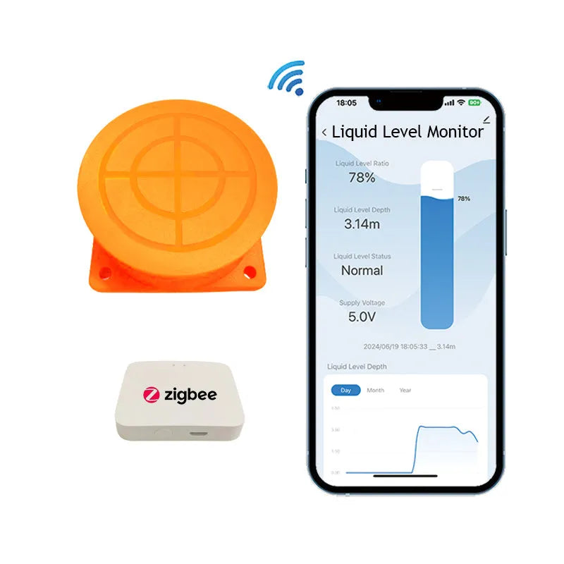 Moray ME201W wireless fluid level sensor unit with power supply for remote tank monitoring