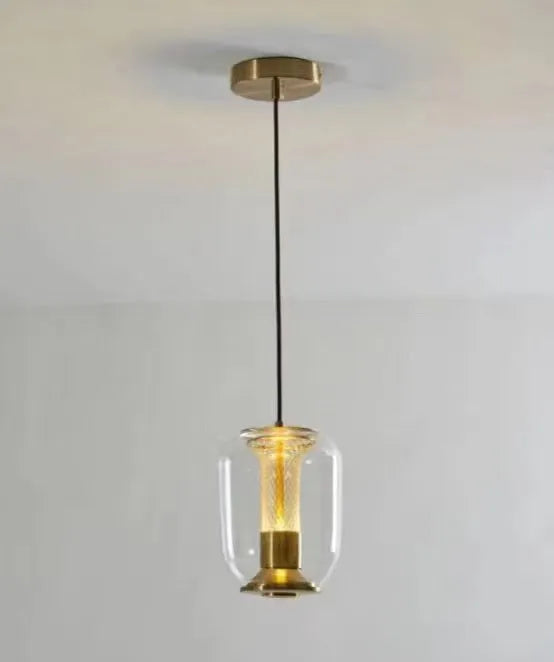 Minimalist Nordic style chandelier light fitting in clear, cognac, or smoky grey finish.