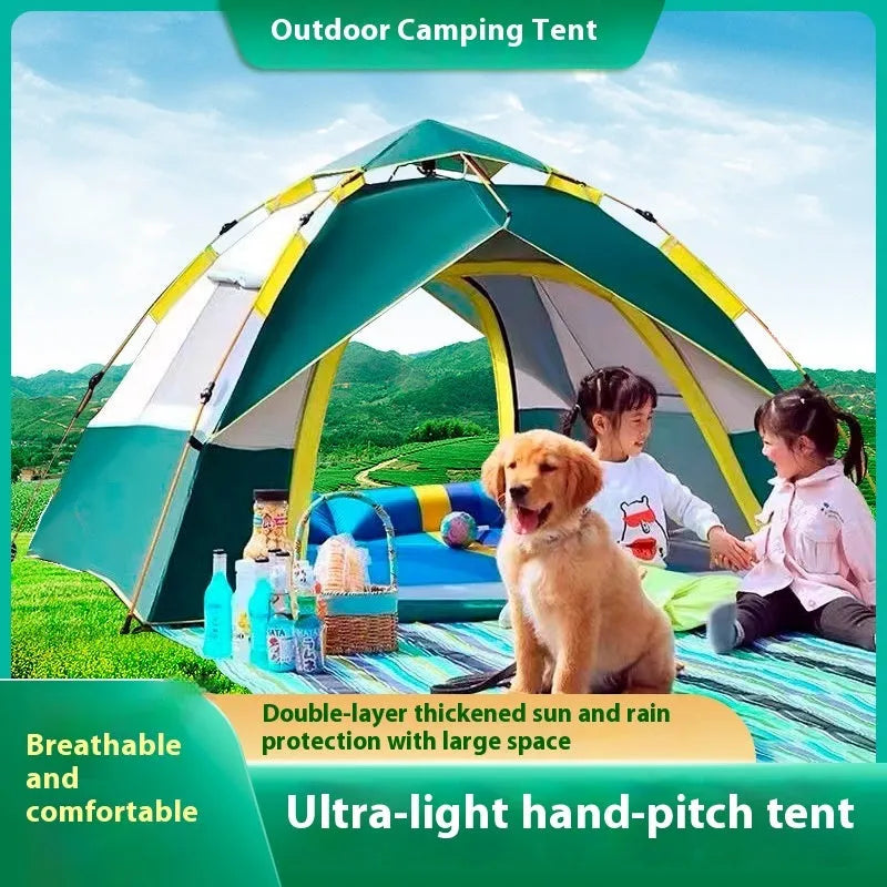 Automatic camping tent, 190T silver tape flysheet, 210D Oxford bottom, dark green or blue, 2-3 or 3-4 person