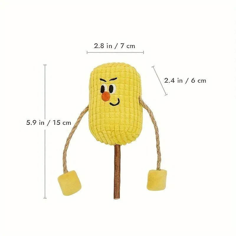 Polio wood corn cob shaped cat chew toy for dental cleaning with catnip, 15cm long