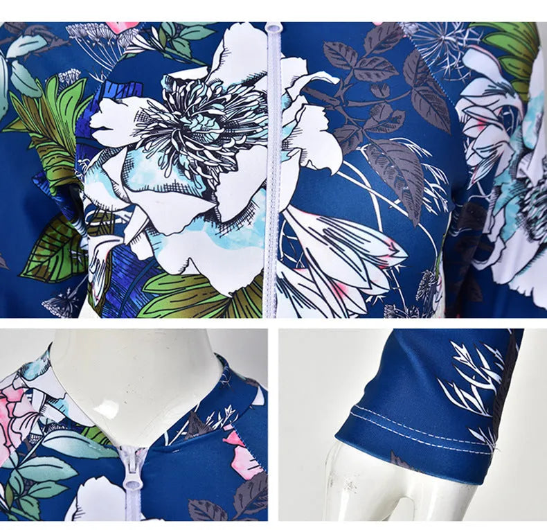 One-piece boxer swimsuit diving suit in nylon with printing pattern in blue or yellow colours