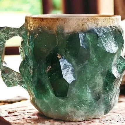 A 400ml resin coffee mug with a crystal-like textured design and a handle, shown in a purple colour.