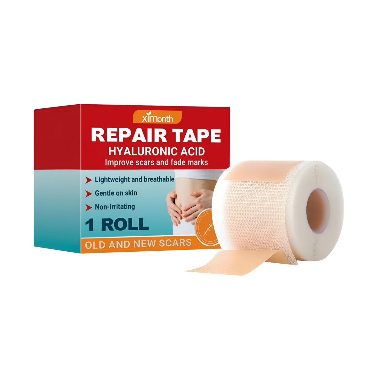 Roll of scar covering patch with tea tree oil and aloe extract for slimming and shaping body use