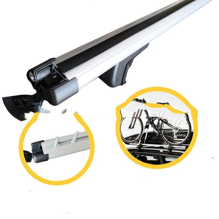 Alloy roof rack crossbar kit for a General Motors SUV, shown adjusted to length.