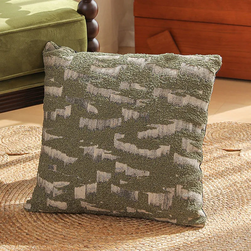 45cm square jacquard cushion cover with a retro plants and flowers pattern in various colours.