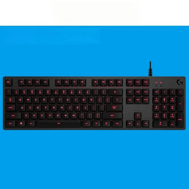 G413 104-key mechanical keyboard with metal panel and backlight, USB wired, in black red light or silver white light