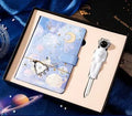 Galaxy Dream wire-o bound astronaut colouring notebook set with pen in gift box