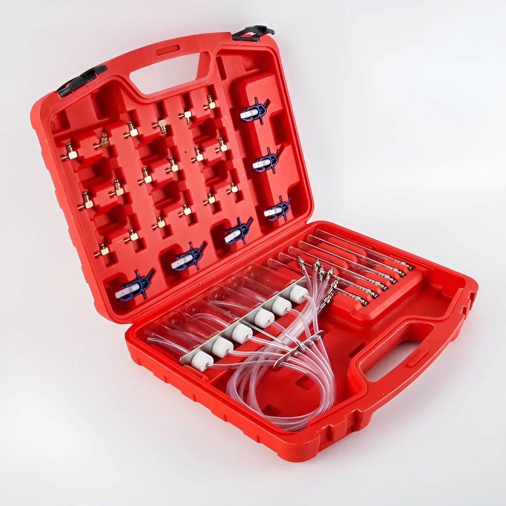 Brass fuel injection flow meter and oil return measuring instrument for automotive diagnostics