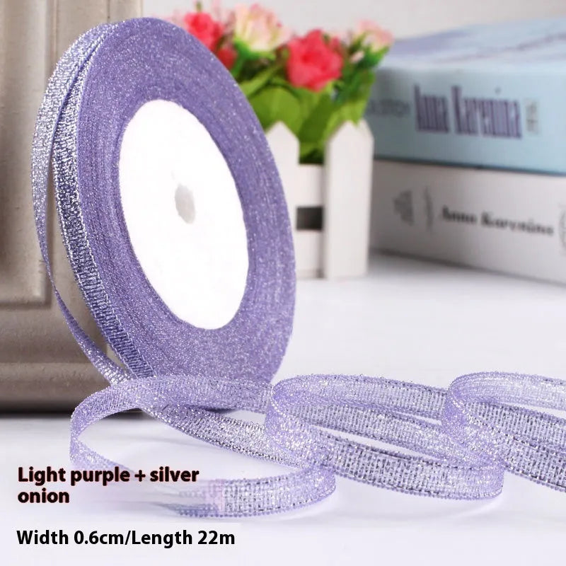 0.6cm wide polyester gift packaging ribbon roll in multiple colour options including gold leaf and jade pink