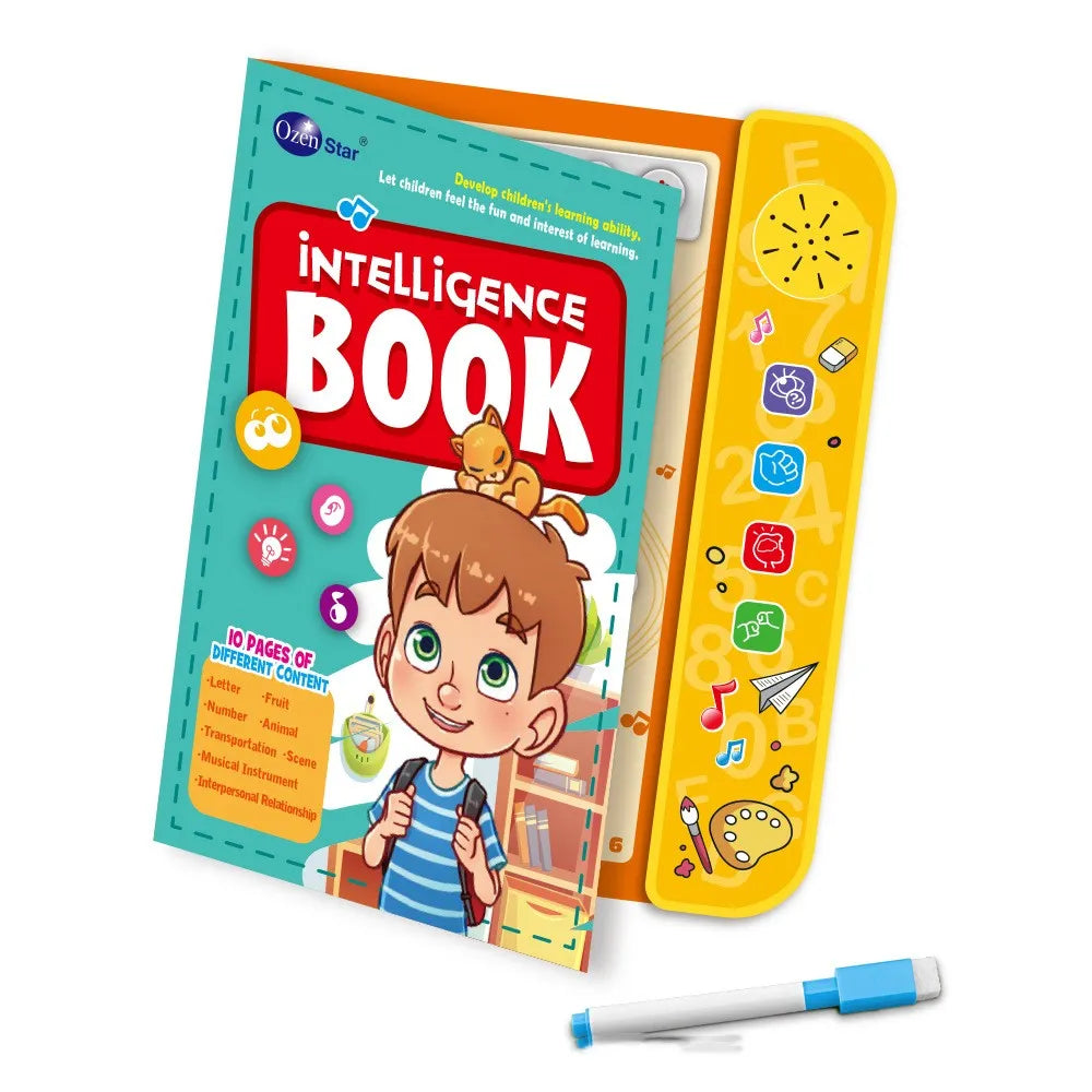 Yellow ABS educational English point reading machine with pen on a white background