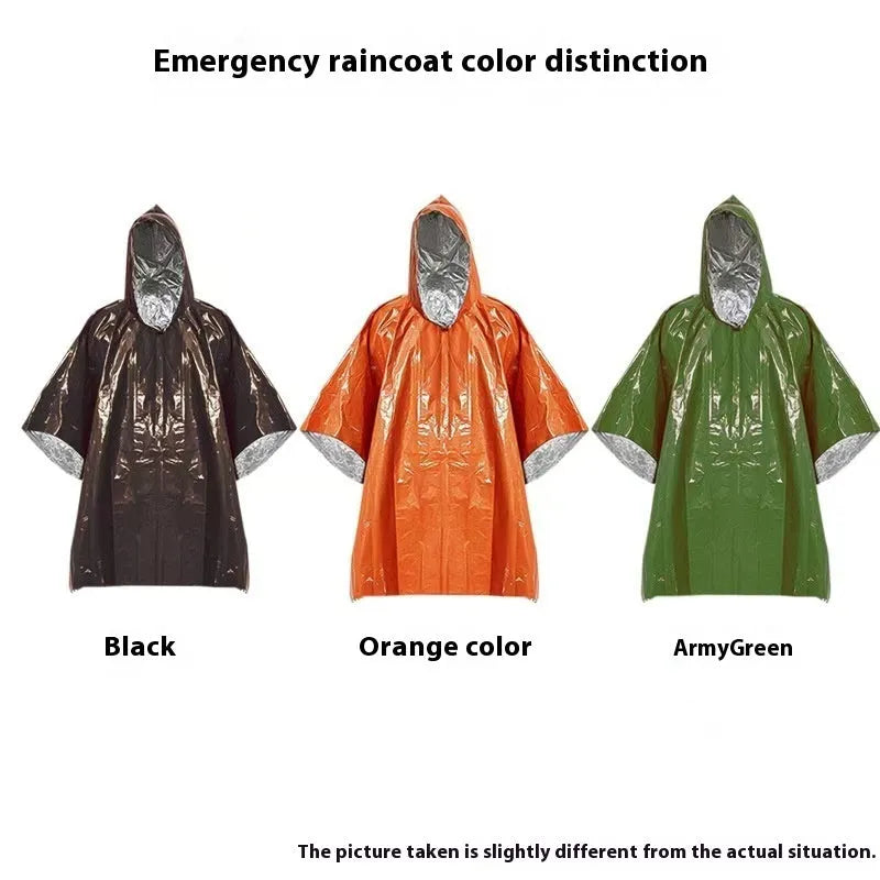 Orange Marathon Wild multifunctional raincoat laid flat, showing its one-size 100x130cm dimensions.