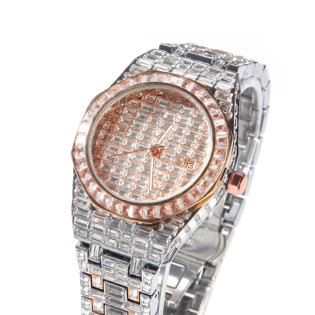 Mens quartz casual round hip hop sports watch with 40mm alloy case and mineral glass dial